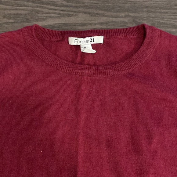 Forever 21 sweater. Size M. Maroon color with brown elbow patches. - Picture 11 of 16